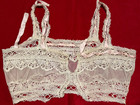 Vintage antique Netted Lace Camisole Top Pink Woven Ribbon