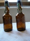 Vintage 2 Grolsch Amber Brown Lager Glass Beer Bottles Porcelain Swing Top