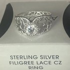 Avon Sterling Silver Filigree Lace Cz Ring New In Box Size 8