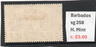 Barbados Gv1 1939 Gen  Assembly 1d  Sg 258 H mint