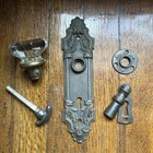 Antique Victorian Door Hardware Set Leaded Glass Door Knobs   Cast Iron Hardware