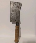 Vtg Antique 12  Meat Cleaver Wood Handle Butcher Knife 6 25  Blade Rusty Old O