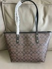 F58292 Coach Dark Brown City Zip Tote In Signature Leather Outlet Products Nwt