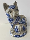 Vintage 1981 Nancy Lopez Blue White Cat Candlestick Holder Set Figurines Japan