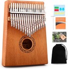 Kalimba Thumb Piano  Portable 17 Keys Mbira Finger Piano With Tune Hammer And   