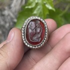 Wonderful Ancient Agate Stone Roman King Engravings Rare Solid Silver Ring 