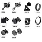 10 Pairs Black Stainless Steel Stud Earrings Hoop Rings Men Women Piercing Gift