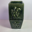 Vintage Ceramic Green Square Planter Floral Decor 8  Tall