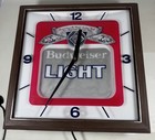 Vtg Budweiser Light Beer Anheuser-busch  Hanging Lighted Beer Clock Sign Works
