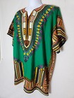 African Dashiki Pullover Short Sleeve Tunic Shirt Green orange Top  Sz Xxl