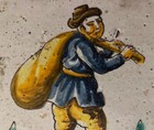 Antique 19th C  Portuguese French Spanish Faience Pottery Delft Tile Man   Sack