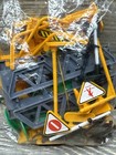 Vintage Toy Train Plastic City Set Trees Yellow Signs People 
