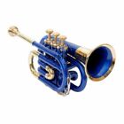 Pocket Trumpet Bb Blue Brass With Free Hard Case And Mouthpiece Brass Band