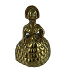 Vintage Brass Tea Hand Bell Victorian Crinoline Lady Tiered Dress Bonnet Servant