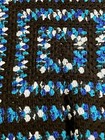 Handmade Knit Blue  Black    White 23 5   x23 5    Afghan Throw Lap Blanket