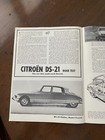 Vintage 1966 Citroen Ds-21 Pallas Road Test Automobile Dealer Sales Brochure