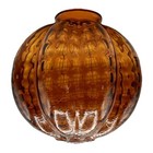 Vintage Amber Glass Ribbedround Globe Swag Lamp Hanging Light Fixture Glass Only