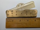 X2 Set Vtg Zell Pocket Comb Fleur-de-lis Brass Metal Case Travel Grooming Vanity