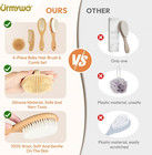 Baby Brush And Comb Set  4 Piece Wooden Soft Bristle Hairbrush For Newborns