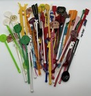 86 Lot Vintage Cocktail Drink Stirrers Swizzle Sticks Calif Seoul Malaysia   