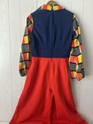 Vtg 1970   s Wide Leg Palazzo Jumpsuit Sz M Stockton Colorful Jumper Blue Red