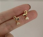 Round Cut Simulated Diamond Fancy Heart Shape Earrings In 14k Yellow Gold Plated
