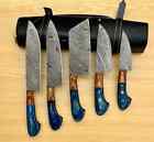 Handmade Damascus Steel 5pcs Chef Knife full Kitchen Knife Set damascus Chef Set