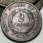 1864 Two Cent Piece 2c Civil War Date Large Motto Us Copper Coin Cc24758