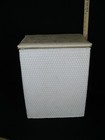 Vtg Nursery Wicker Hamper Off White Hinged Lid Clothes Laundry Retro  18  Tall
