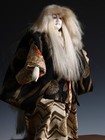 Japanese Old Vintage Large Size Kabuki Doll -kagami Jishi- White Leo 32cm