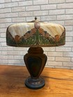 Antique Art Nouveau Tulip 6-panel Slag Glass Table Lamp Miller Hubbard Era