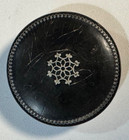 Vintage Lot Of 2 Pewter Inlaid Lacquer Paper Mache Snuff Box