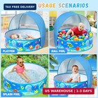 Baby Pool With Canopy Foldable Kiddie Pool Pop Up Sun Shade Tent Toddler Play