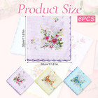 6 Pcs Womens Handkerchiefs Cotton Soft Vintage Floral Embroidered Hankies Organi