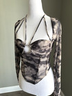 Fashionnova Sheer Black Gray Corset Top Size Large New With Tag Y2k Style
