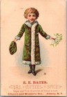 E E Bates Teas Coffee Spices Albany Ny Child Green Coat Victorian Trade Card