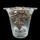Arthur Court Grape Pattern Glass Ice Bucket Silver Tone Vine Grape Overlay