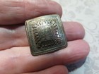 Vintage Button square Metal Pictorial peruvian  Face Or Mask   approx  7 8    o