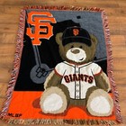 San Francisco Giants Teddy Bear Woven Tapestry Throw Blanket