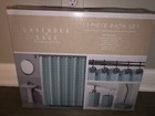 New 17-piece Bathroom Set  shower Curtain Hooks Rug Soap Dish Aqua White