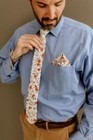 White Floral Cotton Neck Ties For Men Groomsmen Wedding London Jae Apparel