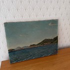 Antique French Seascape Oil Painting Canvas Coastal View Signed 1889 2604263