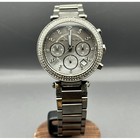 Michael Kors Mk5353 Parker Watch Silver Tone Crystal Pave Bezel Chronograph