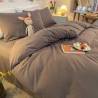 Solid Color Quilt Cover Set Bed Cover Set Skin Friendly Fabric Bedding Sets