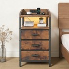 Nightstand With Charging Station 3 Fabric Drawers Usb Ports Outlet For Bedroom