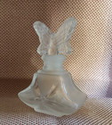 Old Vanity Perfume Bottle Art Deco Glass Butterfly Stopper Taiwan Vtg