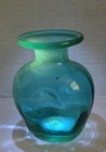 Art Glass Pinched Optic Bottle Jar Decanter Teal Green Replacement Cork Stopper