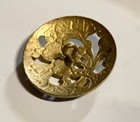 Antique French Enamel Button Champleve Cobalt Blue 1 1 8  Pierced W Shank