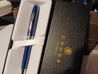 Very Rare Cross Classic Blue And Polished Chrome Ballpoint Pen New Gift
