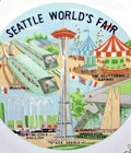Vintage 1962 Seattle Worlds Fair Plate Space Needle Monorail Glittering Gay Way